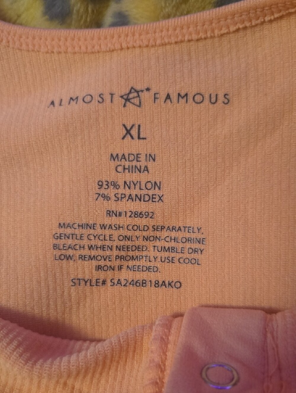 Almost Famous Peach Ribbed Button Tank - Picture 2 of 2